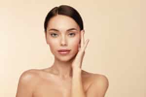Woman with clear and smooth skin in Encino, CA