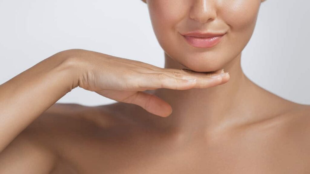 Natural-looking facial features with subtle lip volume.